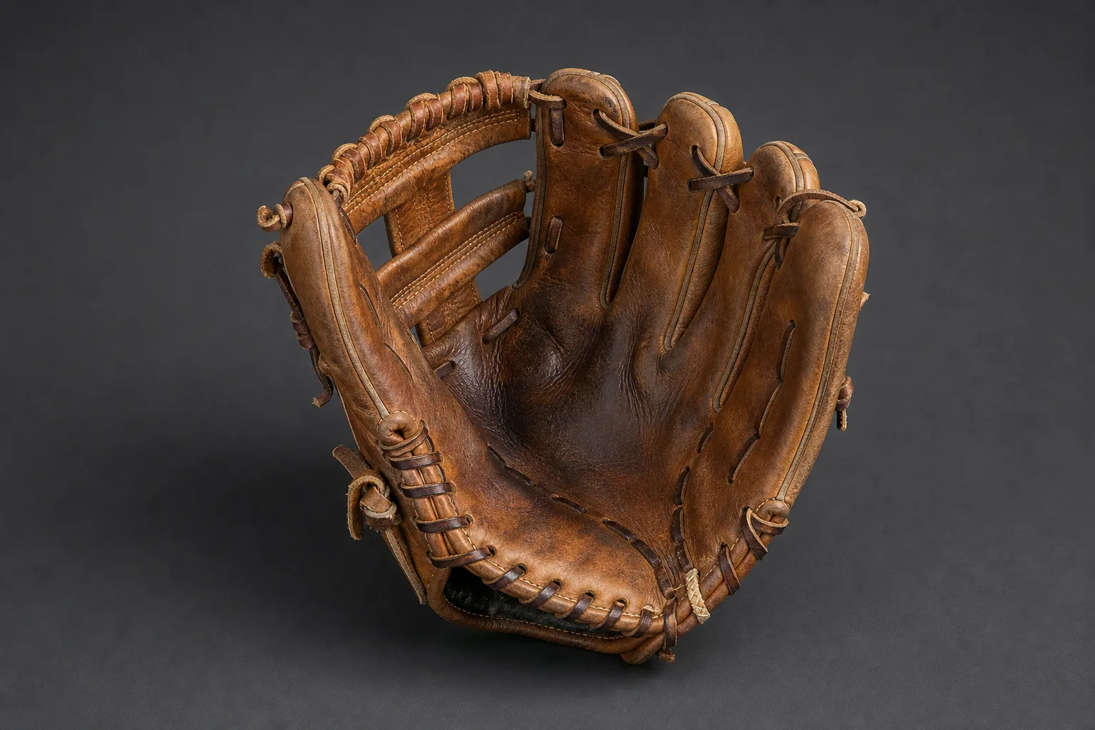 Returned leather baseball glove