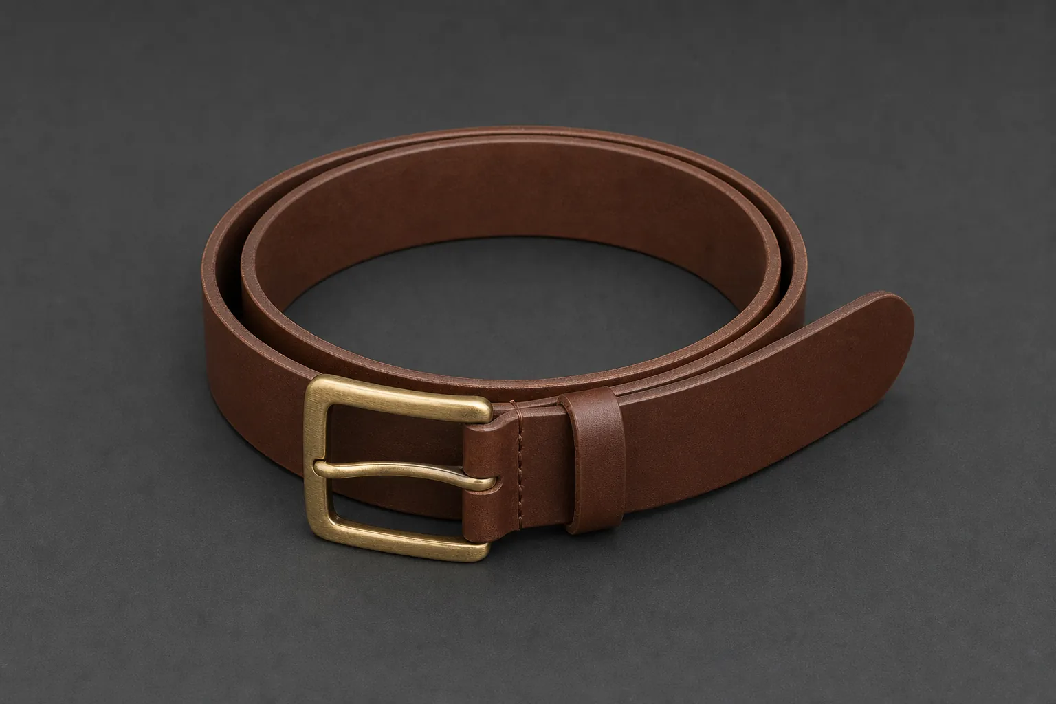 New full-grain leather belt at intake