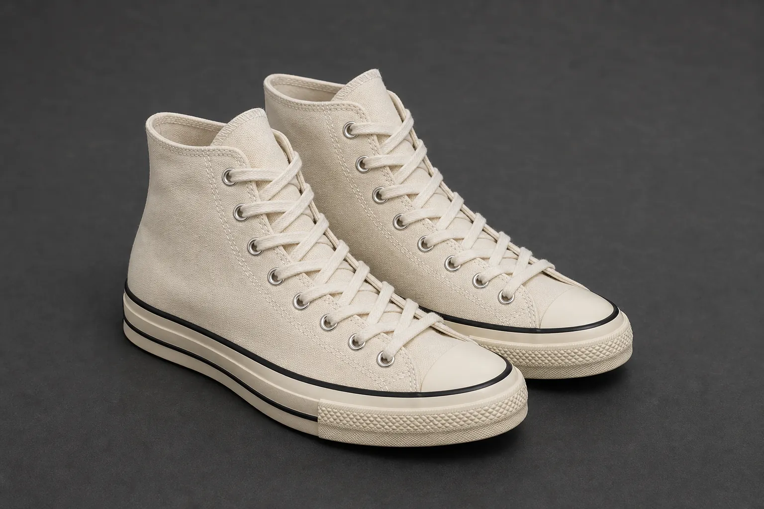 New unbranded canvas high-top sneakers at intake