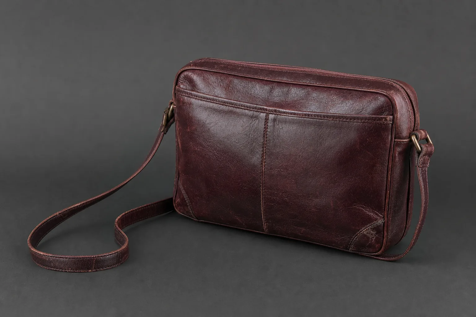 Oxblood leather shoulder bag