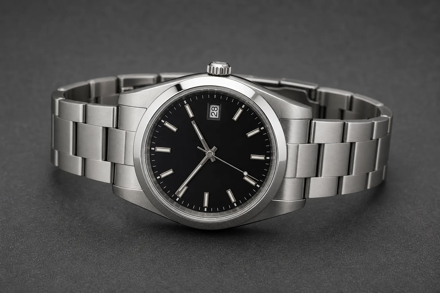 New unbranded stainless-steel mechanical watch at intake