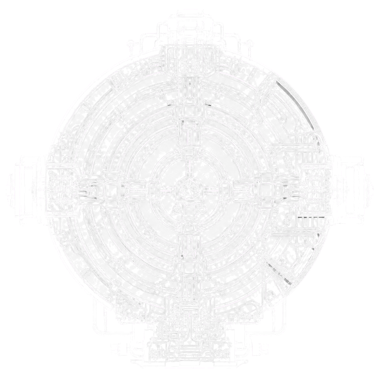 Orthographic cutaway schematic of the temporal displacement chamber